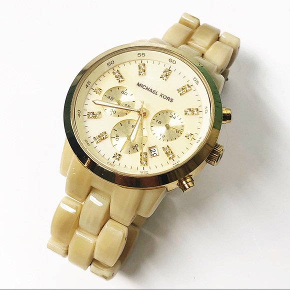 Michael Kors Accessories - Michael Kors Resin Horn Jet Set Champagne Watch